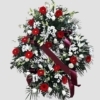 Corona de flores blanca y roja variada especial para tanatorio